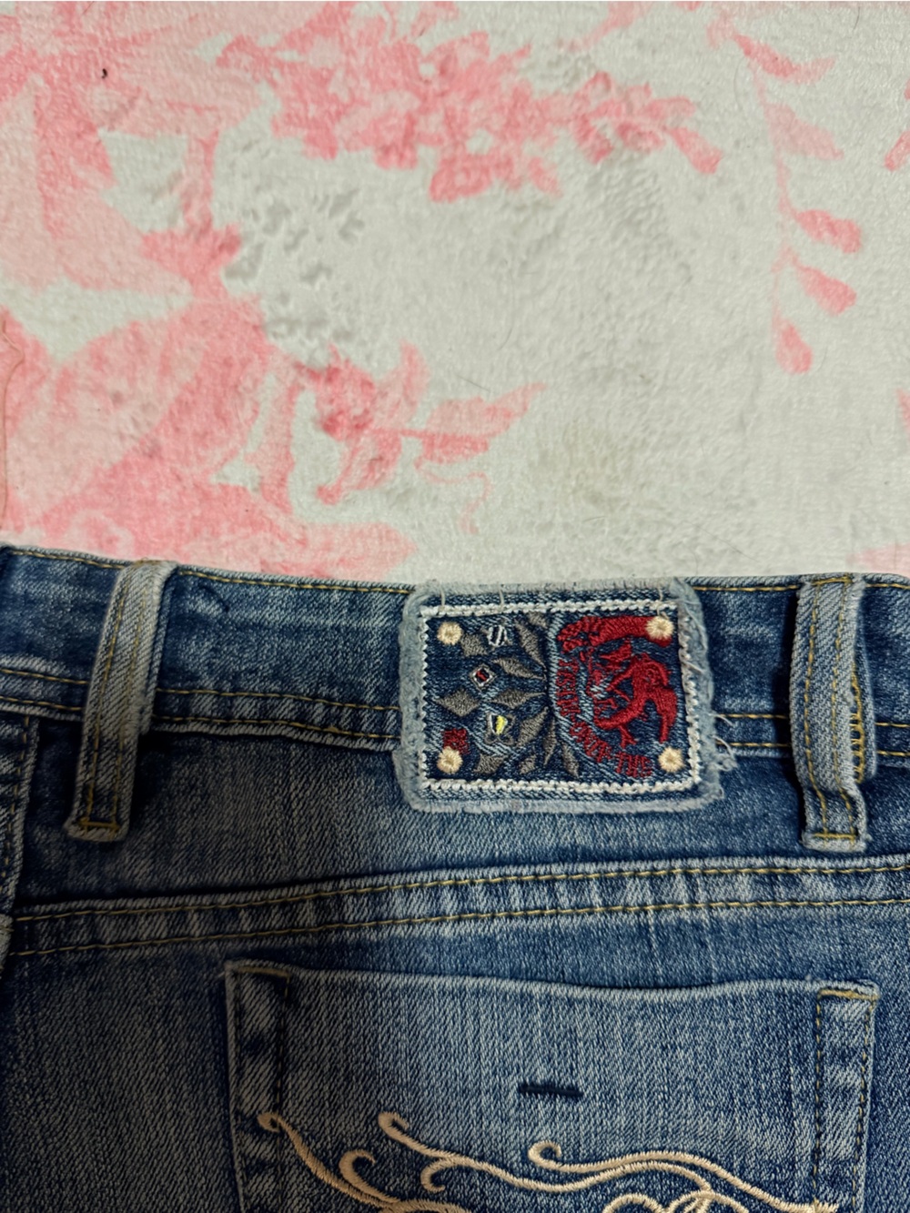 SUPER RARE - Deadstock Diesel Blue Denim Jeans with Red Embroidered Patch
